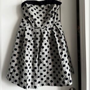 The Limited strapless dress - grey with navy Polka dots, size 10 NWOT